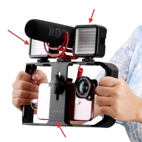 Ulanzi U-Rig Pro Smartphone Mounts Filmmaking Video Stabilizer Grip with 2 LED Flashlight