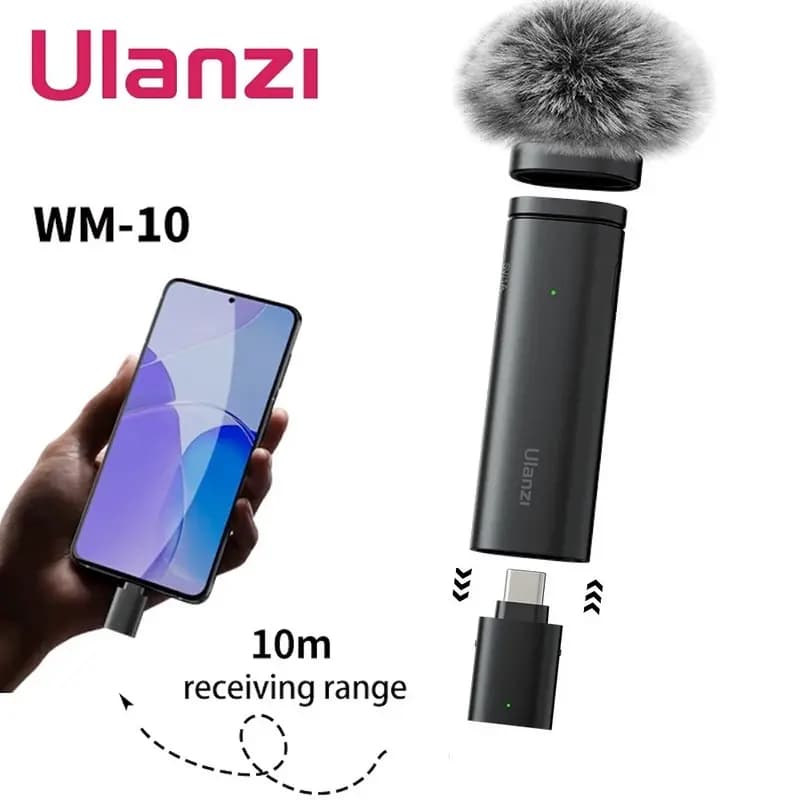 Ulanzi WM-10 Wireless Clip-on Microphone for Smartphone or Tablet