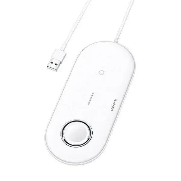 USAMS 2 in 1 Wireless Charger with Cable for Apple Watch iPhone Airpod Pro