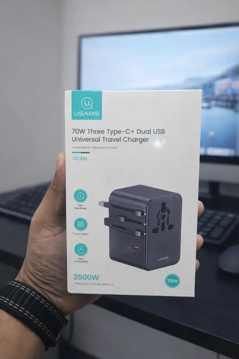 USAMS CC310 70W Three Type-C and Dual USB-A Ports Universal Travel Adapter