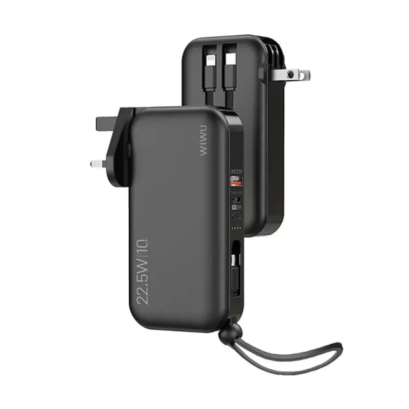 Wiwu 3 In 1 22.5W Quick Charger 10000mAh Power Bank With Built In Cable