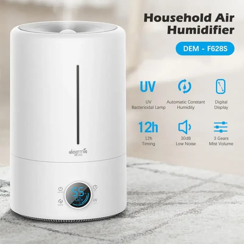 Xiaomi Air Humidifier Cool Mist Air Humidifier with UV Lamp Ultra-quiet Humidifiers for Offices Living Rooms Bedrooms (5Liter, Deerma DEM - F628S)